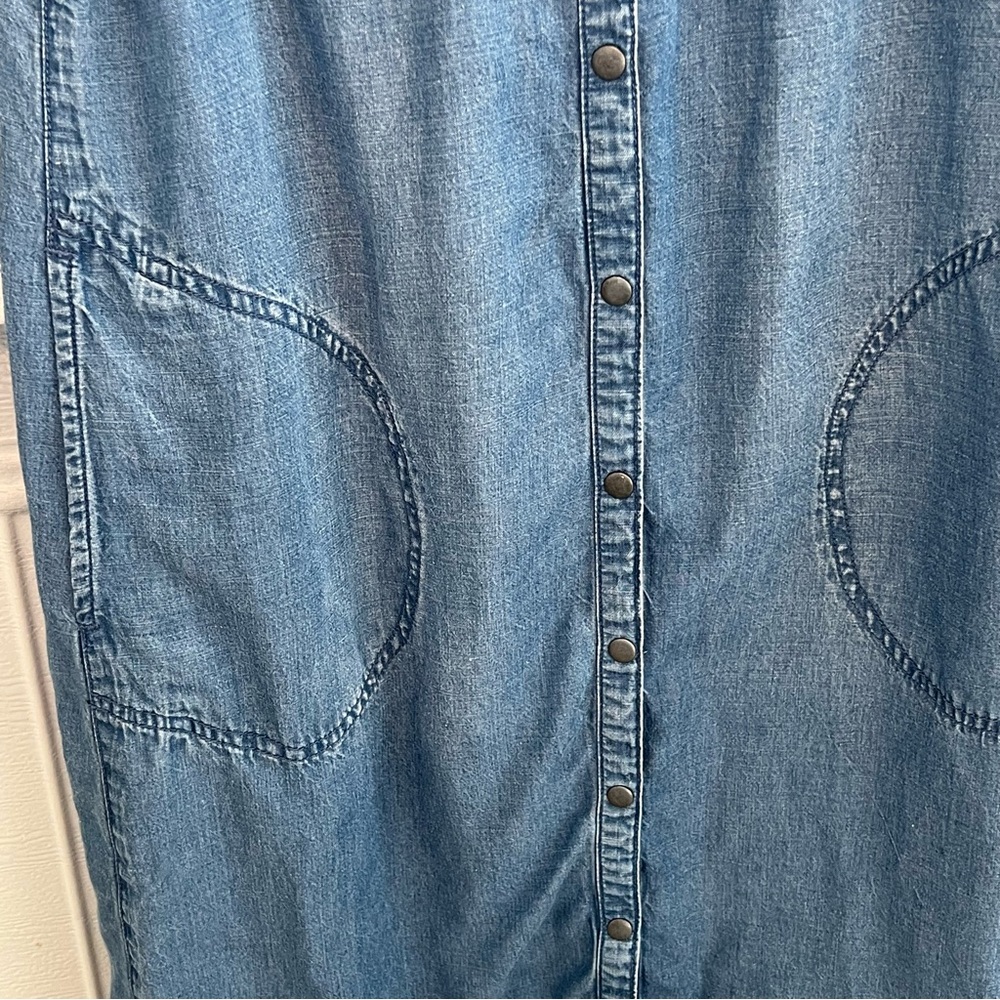 J. Jill Chambray Denim Sleeveless Midi Dress Tencel Lyocell Linen Blue Size XS - Picture 6 of 10